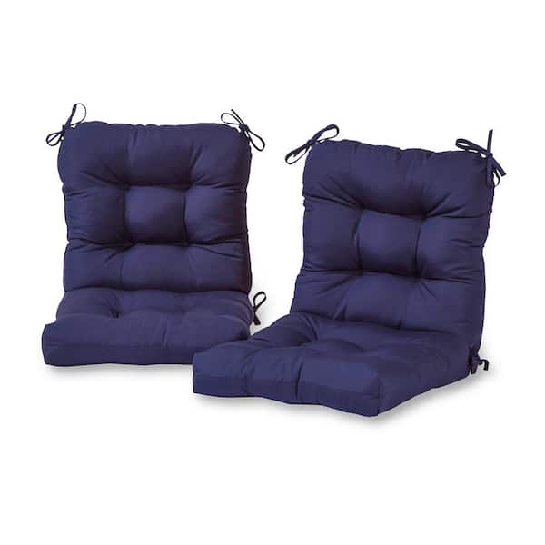 Greendale Home Fashions Solid Navy 21 in. x 42 in. Outdoor Dining Chair Cushion (2-Pack)