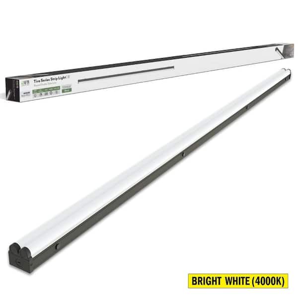1-Pack 8 ft. Integrated LED Black Strip Light Fixture, 8000 Lumens, 80-Watt, 4000K Bright White, Round Double Tube Lens