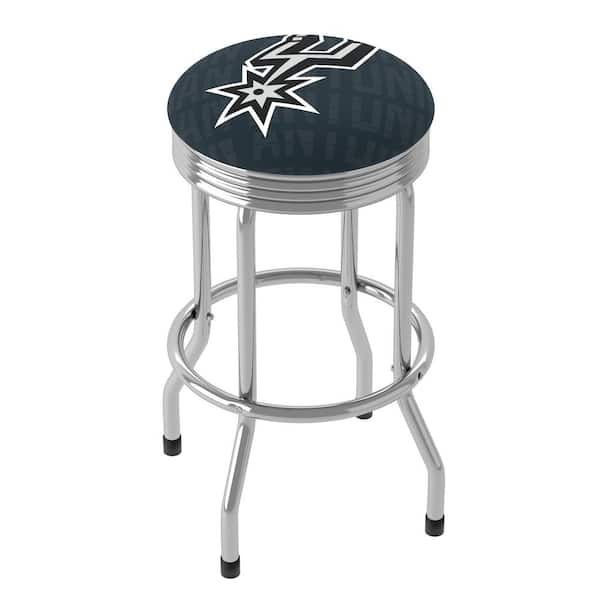 San Antonio Spurs City 29 in. Black Backless Metal Bar Stool with Vinyl Seat