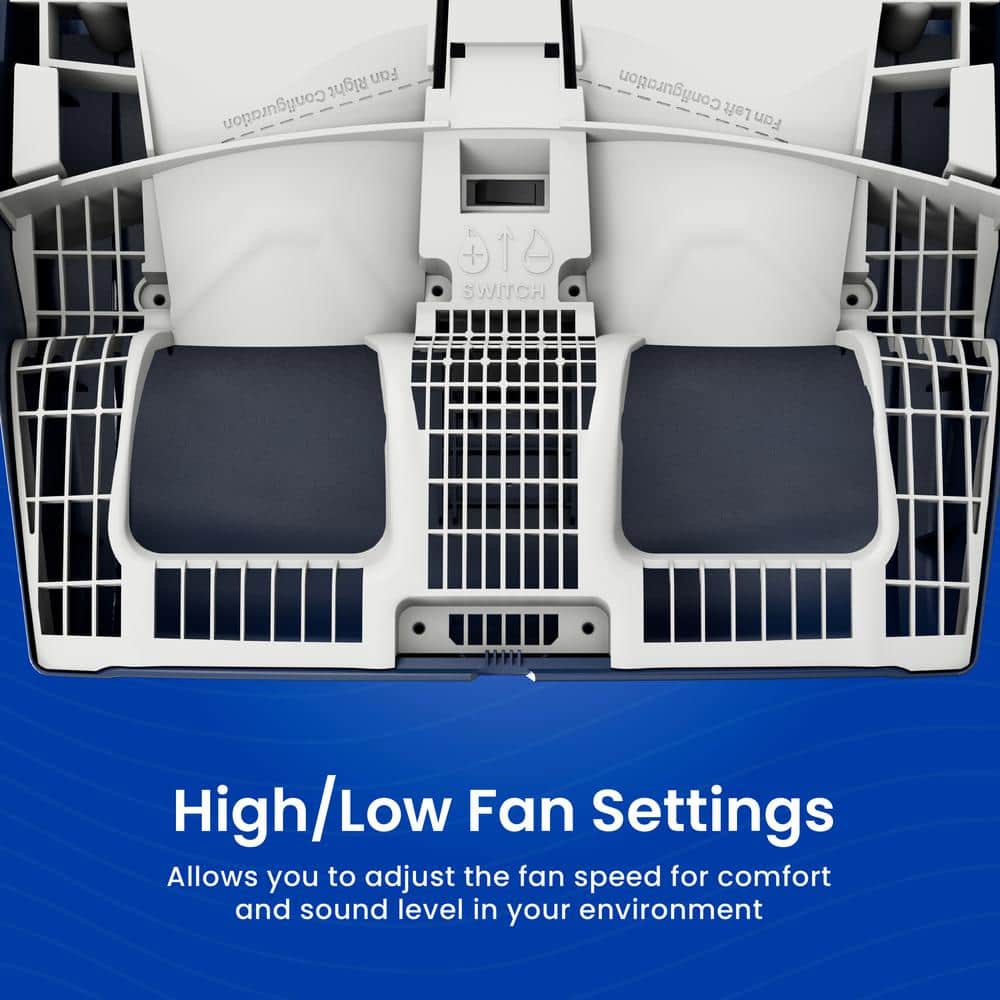 Whole-House White and Blue Evaporative Humidifier with Humidistat