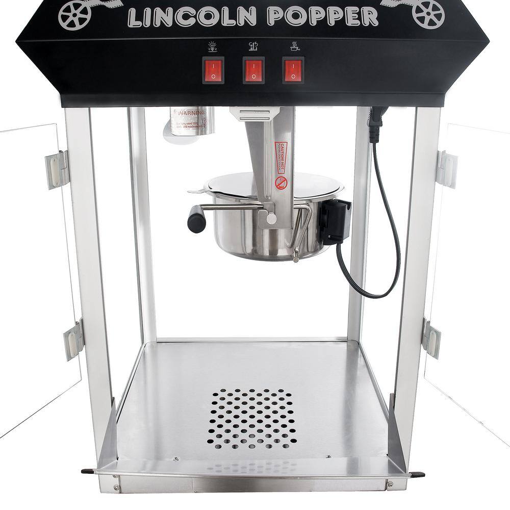 Lincoln 8 oz Black Steel Popcorn Machine with Cart