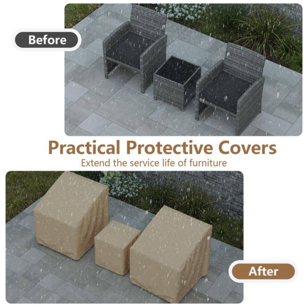 Before and after photo of furniture covered by a protector.