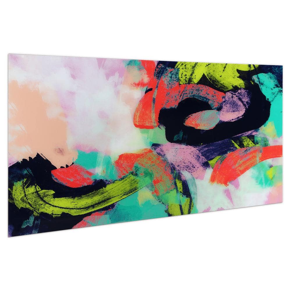 Colorful Abstract Tempered Glass Wall Art, 72" x 36"