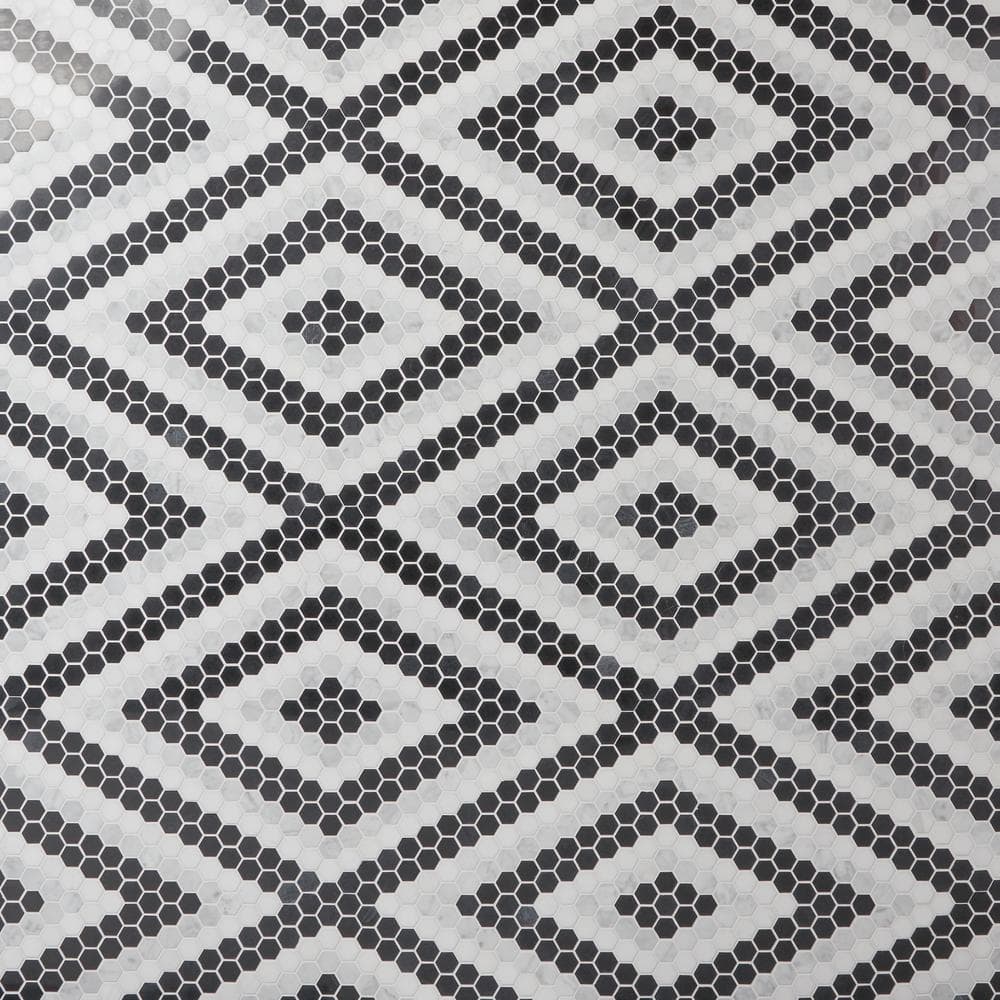 Hyperion Diamond Black 15.03 in. x 17.36 in. Polished Marble Mosaic Floor and Wall Tile (1.81 sq. ft./Each) price history on PriceWatchPro