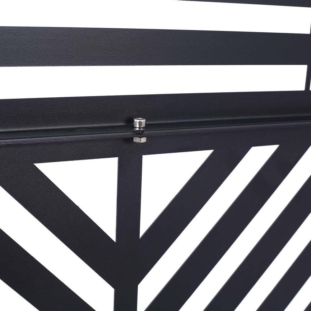 76" Black Metal Freestanding Privacy Screen for Indoor & Outdoor Use