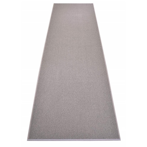 RugStylesOnline Rubber Collection Solid Grey 36 in. Width x Your Choice Length Custom Size Runner Rug