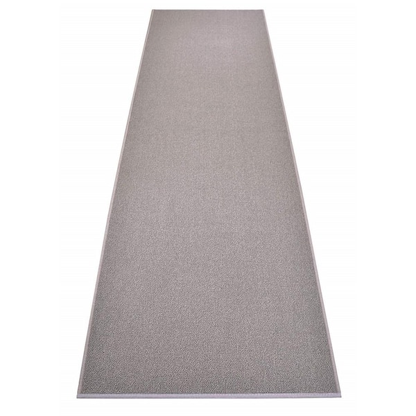 RugStylesOnline Rubber Collection Solid Grey 22 in. Width x Your Choice Length Custom Size Runner Rug