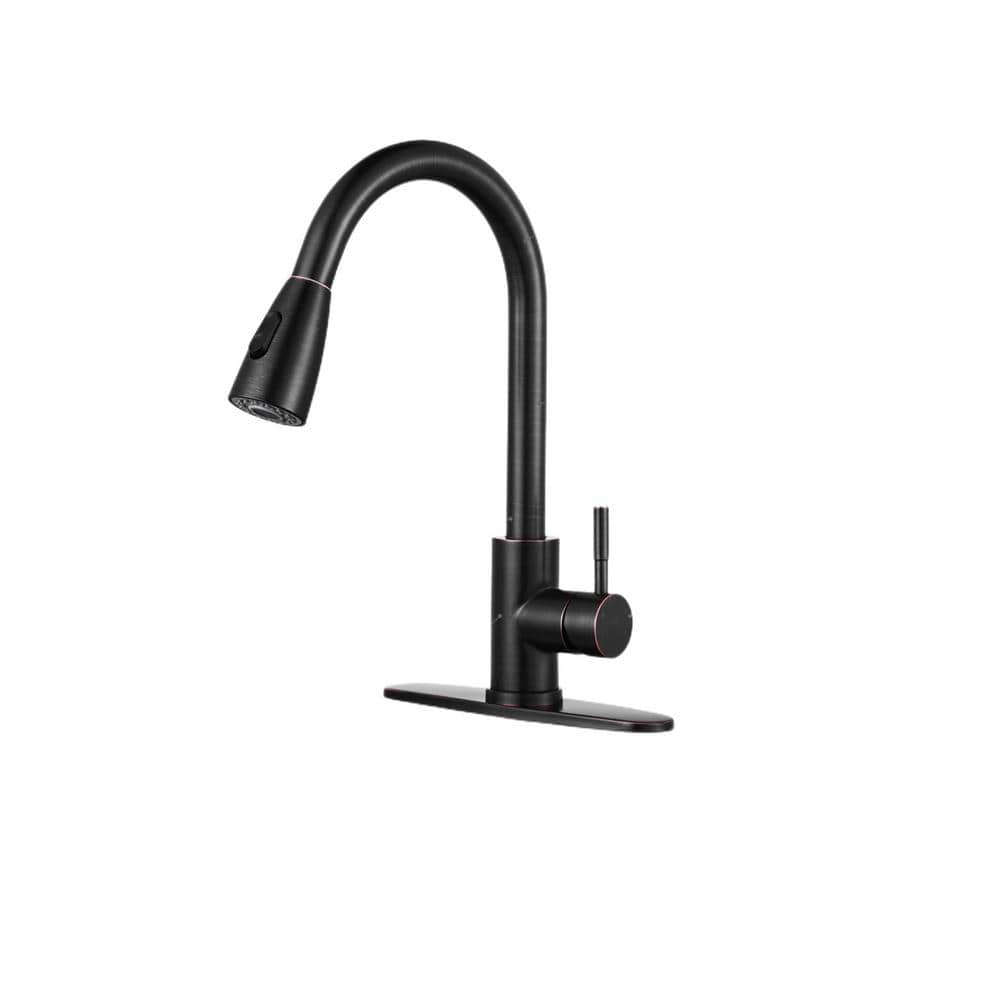 ALEASHA Single Handle Pull Down Sprayer Kitchen Sink Faucet in Oil