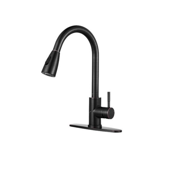 ALEASHA Single Handle Pull Down Sprayer Kitchen Sink Faucet in Oil ...