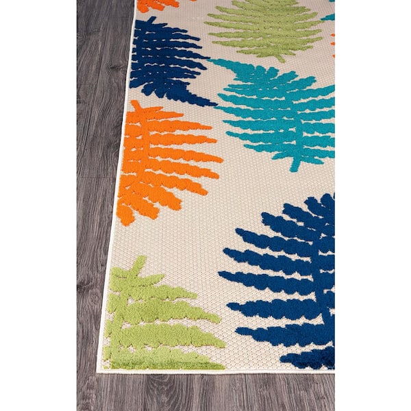 World Rug Gallery Seville Floral Leaves Indoor/Outdoor Area Rug - Multi 7'10 x 10