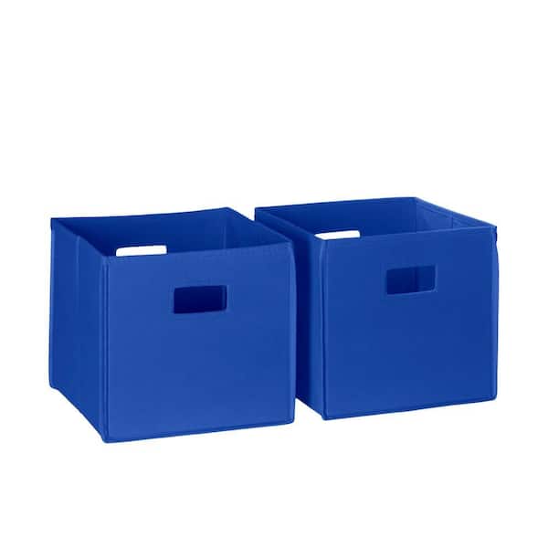 10 in. H x 10.5 in. W x 10.5 in. D Blue 2pc Fabric Collapsible Storage Cube with Handles for Playroom Organization