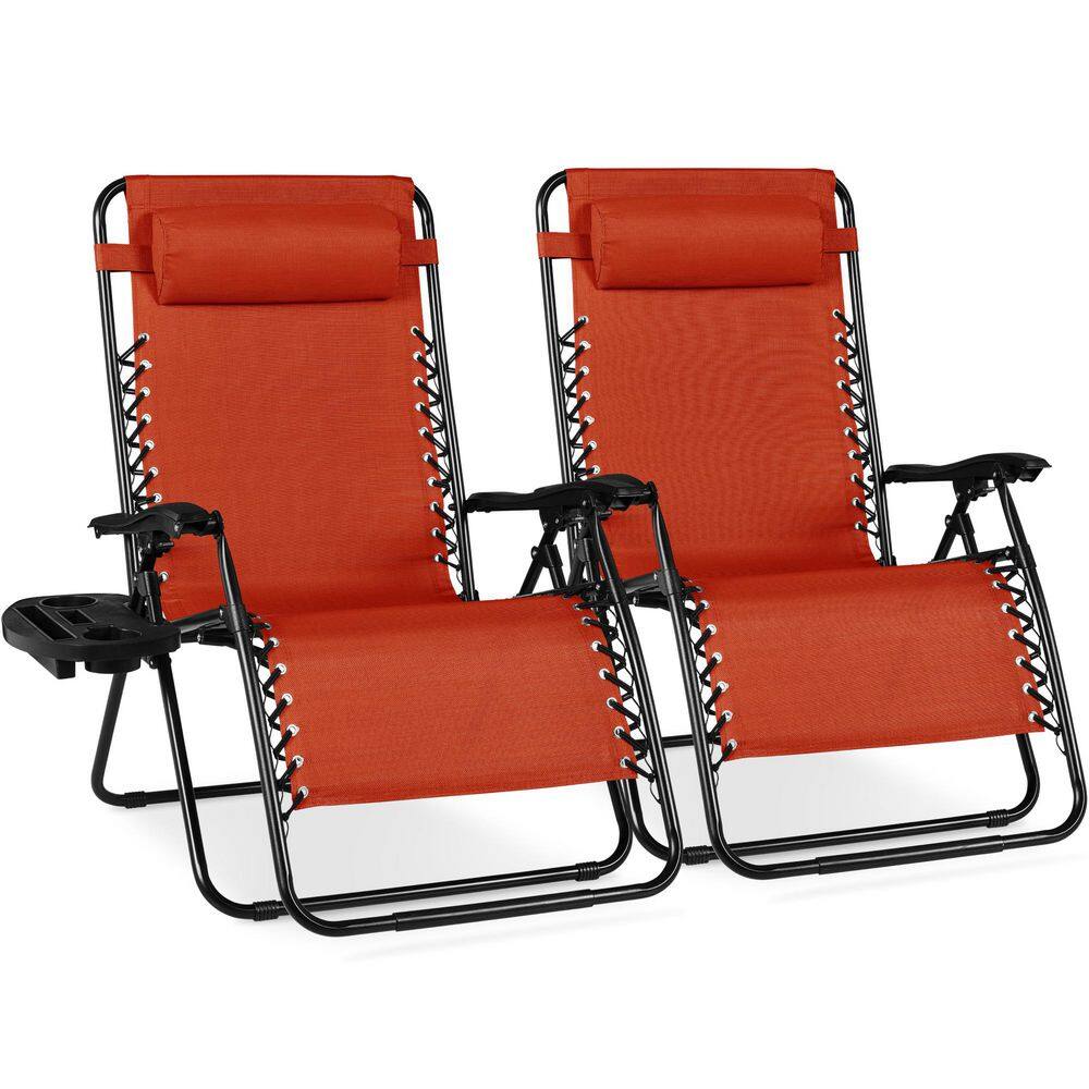 Set of 2 Extra Wide Zero Gravity Lawn Chair Recliners with Cup Holder in Burnt Orange price history on PriceWatchPro