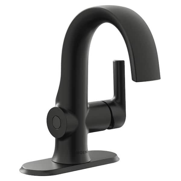 Doux 1 Handle Single Hole Bathroom Sink Faucet with Deck Plate Included and Touchless in Matte Black