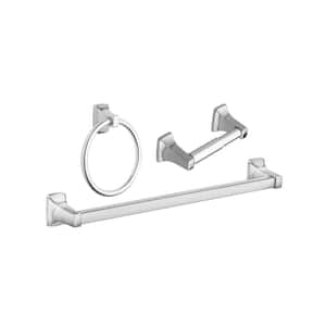 Adler 3-Piece Bath Hardware Set with 18 in. Towel Bar in Chrome