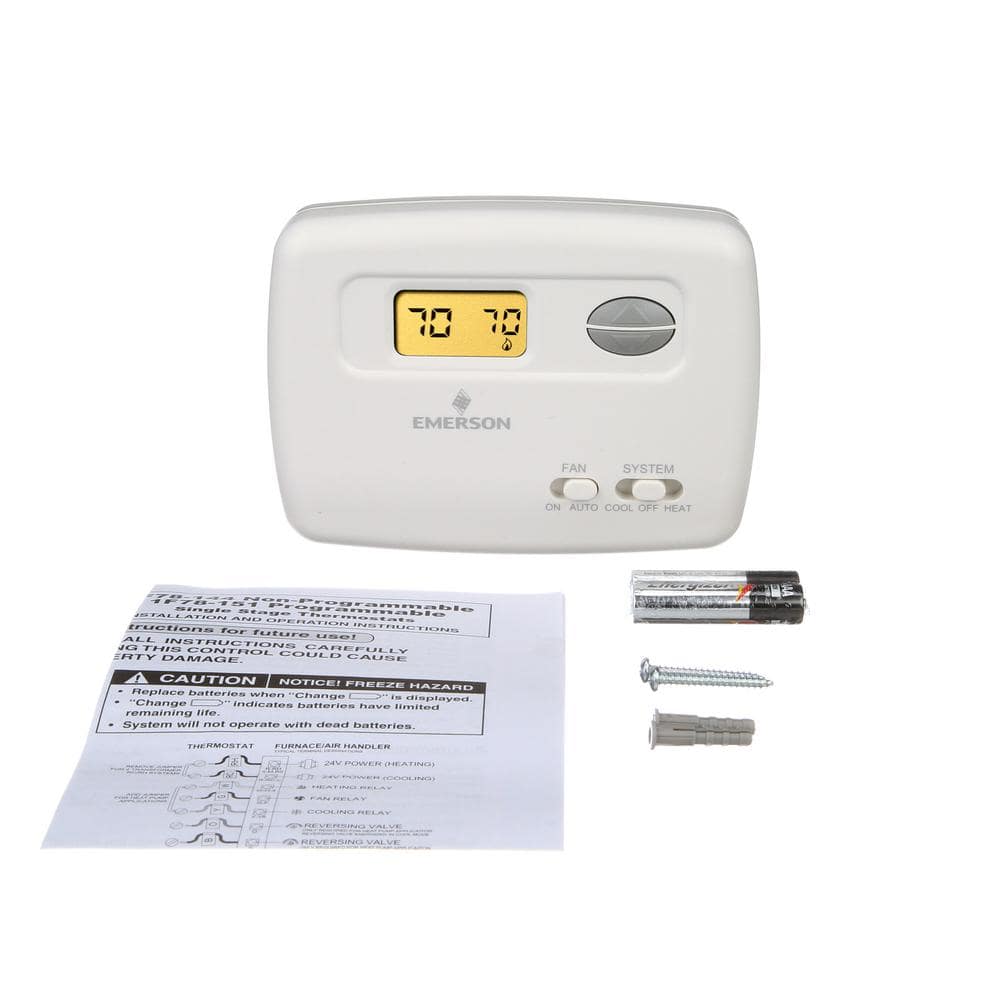 White Digital Thermostat with Touchscreen for Single-Stage Heating & Cooling