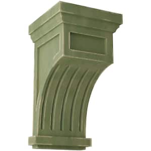7 in. x 13 in. x 7-1/2 in. Restoration Green Fluted Wood Vintage Decor Corbel