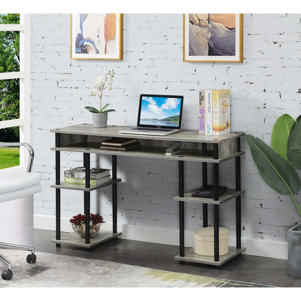 Faux Birch and Black Student Desk with Shelves