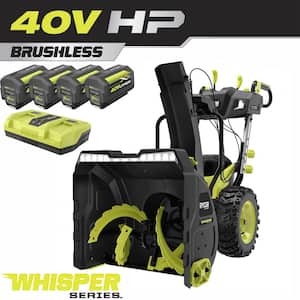40V HP Brushless Whisper Series 24'' 2-Stage Cordless Electric Self-Propelled Snow Blower - (4) 6 Ah Batteries & Charger