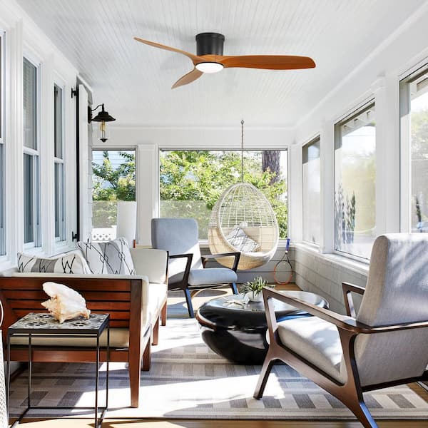52 in. Indoor/Outdoor Modern Black Smart Ceiling Fan with Dimmable LED Light and 6 Speed Remote and APP Control
