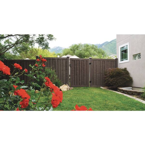 SimTek 5 in. x 5 in. x 8-1/2 ft. Dark/Walnut Brown Composite Fence End Post