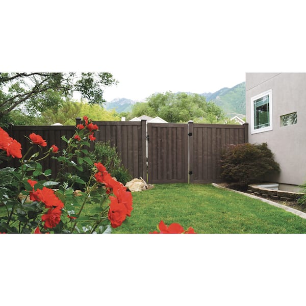 Ashland 6 ft. x 6 ft. Dark/Walnut Brown Composite Privacy Fence Panel