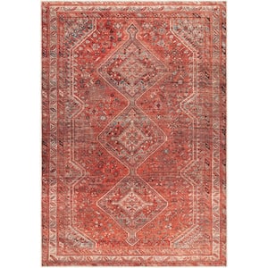 Mr. Kate Annie Red/Blue Distressed Medallion 2 ft. x 2 ft. 11 in. Washable Area Rug