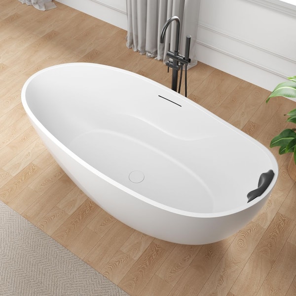 ANZZI Kelut Series 67 in. x 32 in. Flat Bottom Solid Surface