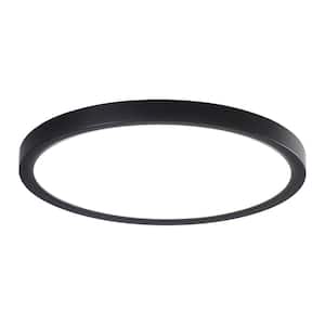 OUKANING 10.62 in. 1-Light Black Double Circle Design Selectable LED ...