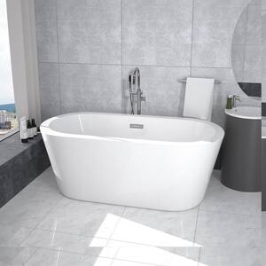 Freestanding 55 in. Contemporary Design Acrylic Flatbottom SPA Tub Bathtub in White