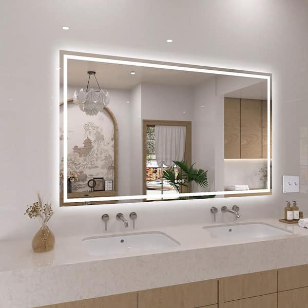 60 in. W x 36 in. H Rectangular Frameless LED Wall Bathroom Vanity Mirror