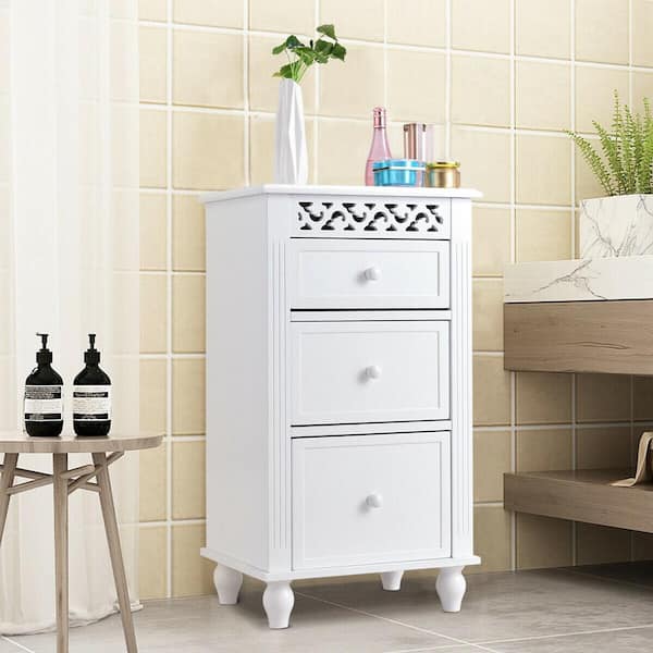 Gymax White Bathroom Floor Cabinet, Modern Maple Dresser Chest Of Drawers Floor Cabinet Storage Organizer