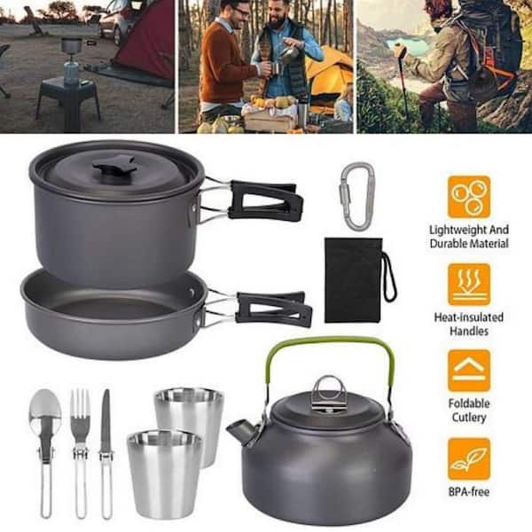 Camping Cookware Set Pot Pan Water Kettle Outdoor Compact Light weight  cooking