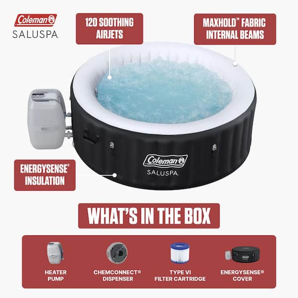 Miami 2-Person 120 Jet 120V Inflatable Hot Tub with AirJets, Energy-Efficient Round Spa 71 in.  x 26 in.