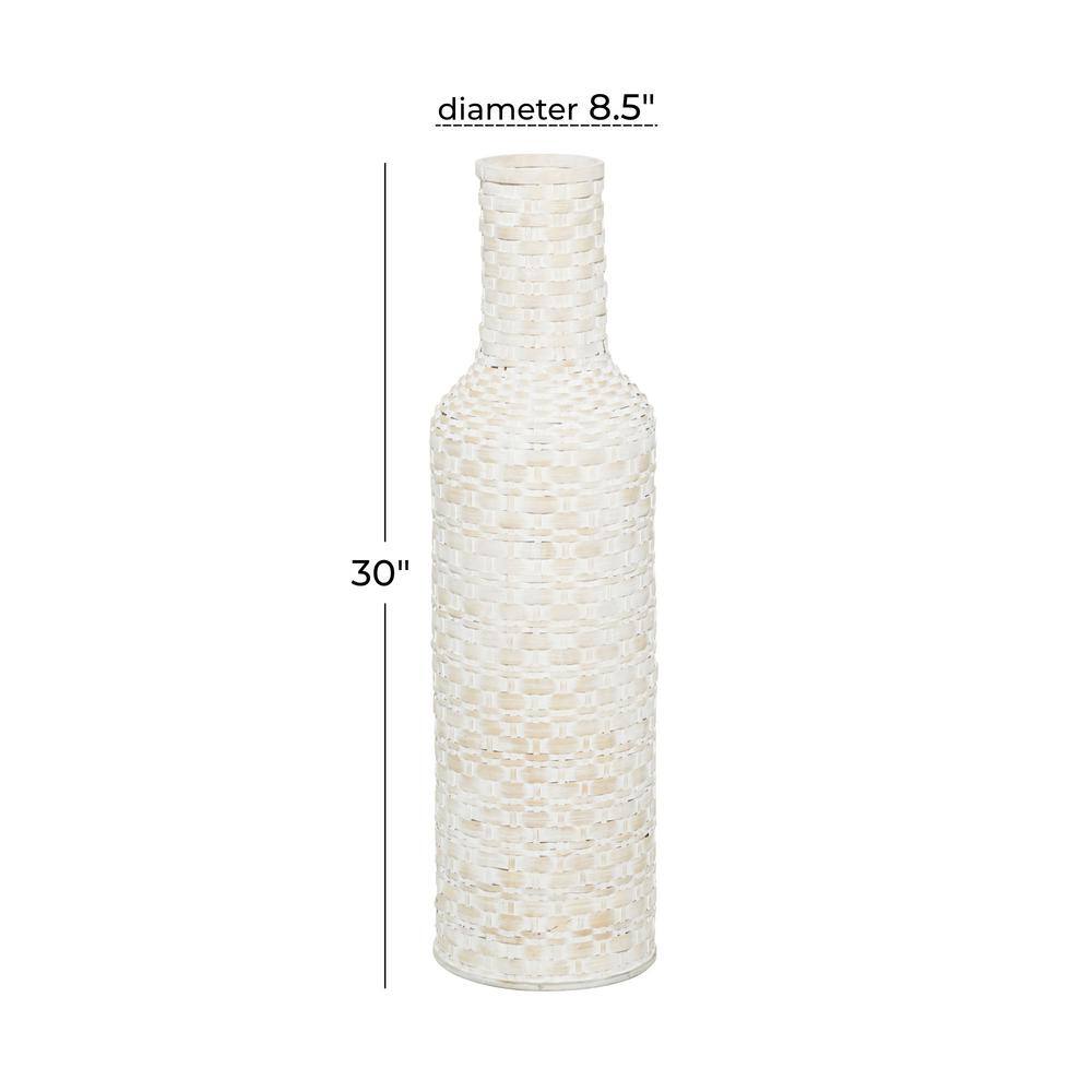 Bohemian Chic 30" White Woven Metal Floor Vase
