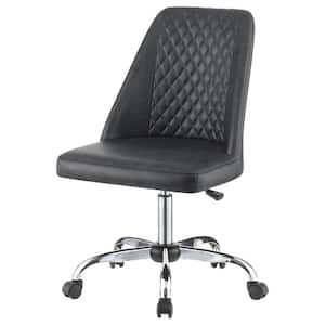 Althea Faux Leather Upholstered Tufted Back Office Chair in Gray and Chrome