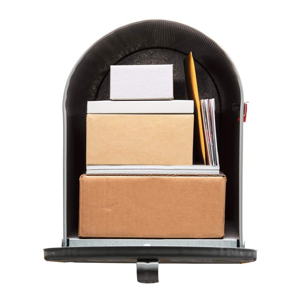 Extra Large Gray Steel Post Mount Mailbox