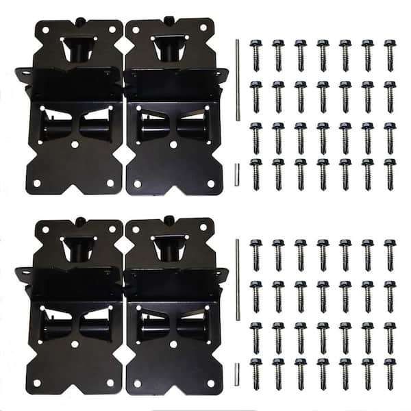 WINSOON 0.62 in. x 6.85 in. Black Self Closing Vinyl Fence, Wood and Heavy Duty Gate Hinges (2-Pieces)