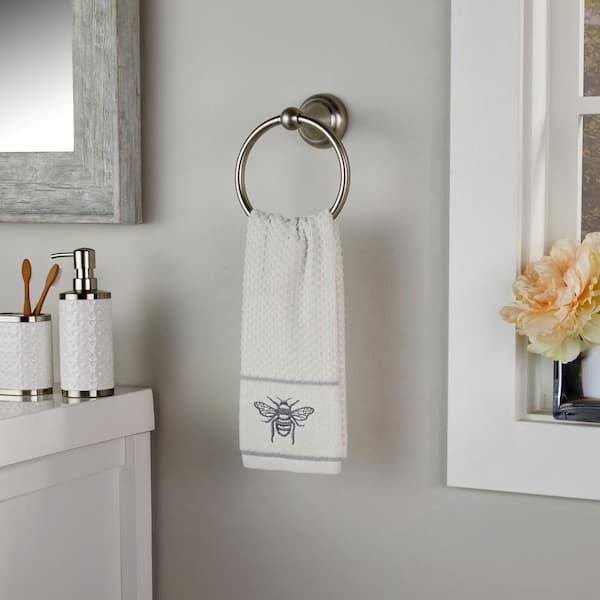 SKL Home Farmhouse Bee 100% Cotton 2-Pack White Hand Towel