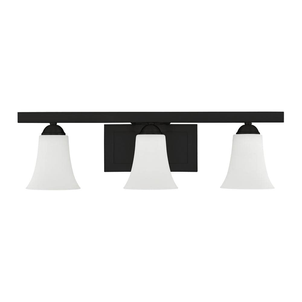 Ridgedale Black 3-Light Vanity with Satin Opal Glass