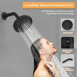 Single Handle 1-Spray Round Rain Shower Faucet Set 1.8 GPM with High Pressure Shower Head in. Matte Black