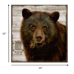 Charlie Vintage French Chocolate Brown Bear Wood Wall Art