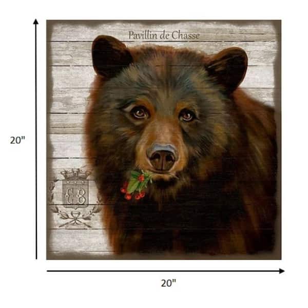 HomeRoots Charlie Vintage French Chocolate Brown Bear Wood Wall Art