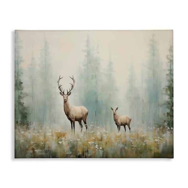 Stupell Industries Faraway Deer in Meadow by Arlington Prints Unframed Nature Graphic Art Print 36 in. x 48 in.