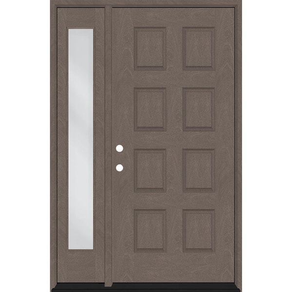 Steves & Sons Regency 59 in. x 96 in. 8-Panel RHIS Ashwood Stain Mahogany Fiberglass Prehung Front Door with 14 in. Sidelite
