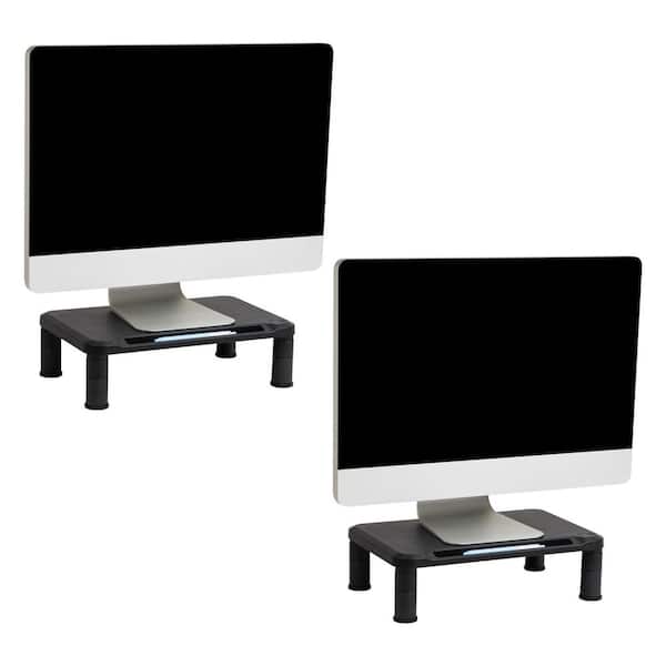 14.5 in. L x 10.5 in. W x 5.25 in. H Monitor Stand with Adjustable Heights, Black Set of 2