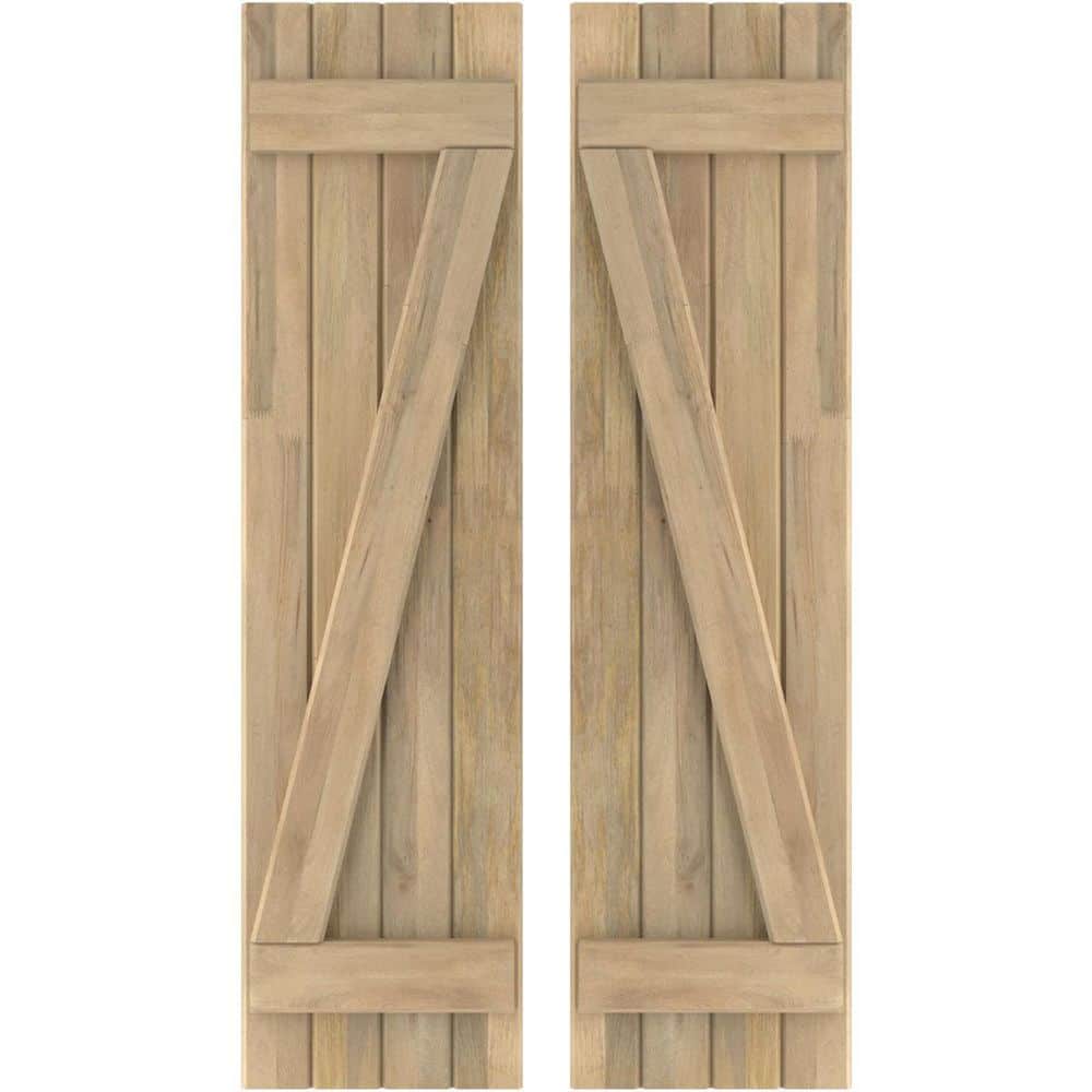 14 in. W x 68 in. H Americraft 4-Board Exterior Real Wood Joined Board and Batten Shutters with Z-Bar in Unfinished price history on PriceWatchPro