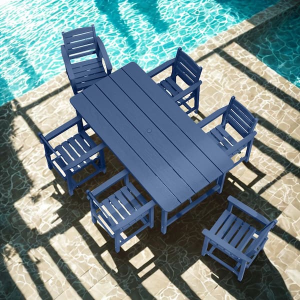 Navy All-Weather Outdoor Patio Dining Set (7-Piece)