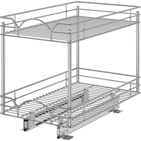 16.4 in. H x 14 in. W x 21 in. D Silver Metal Pull-Out Organizer