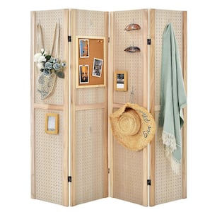 5 ft. Tall 4-Panel Pegboard Display Folding Privacy Screen Craft
