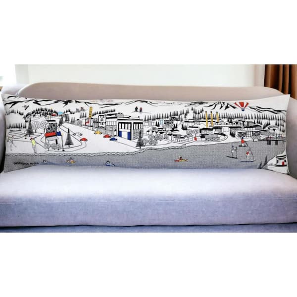 HomeRoots Cream Solid Polyester 14 in. x 45 in. Throw Pillow